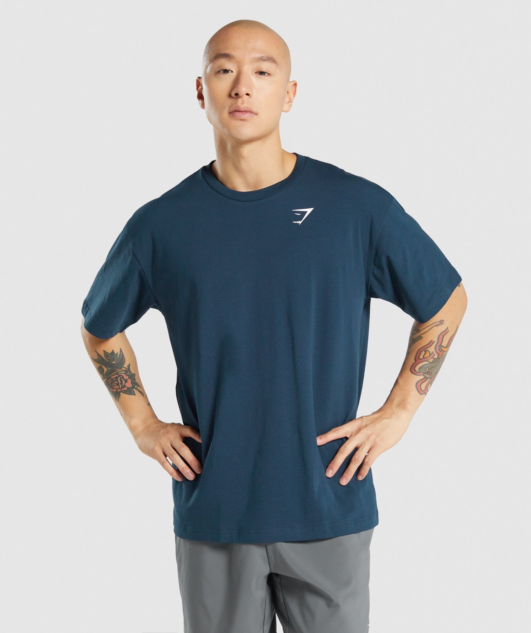 Gymshark Essential Oversized T-shirts Herren Navy | 3916742-MC