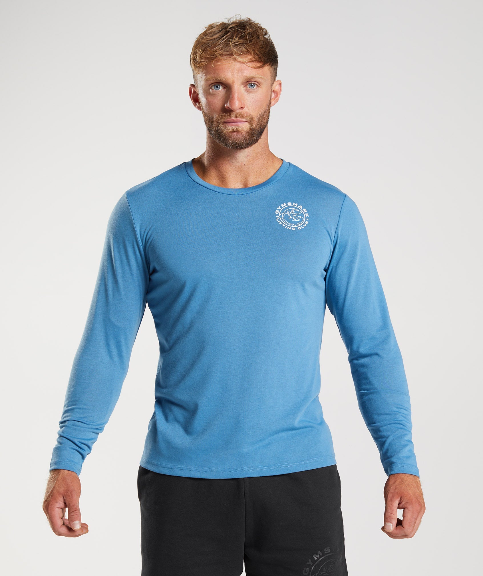 Gymshark Legacy Long Sleeve T-shirts Herren Blau | 3497581-ID