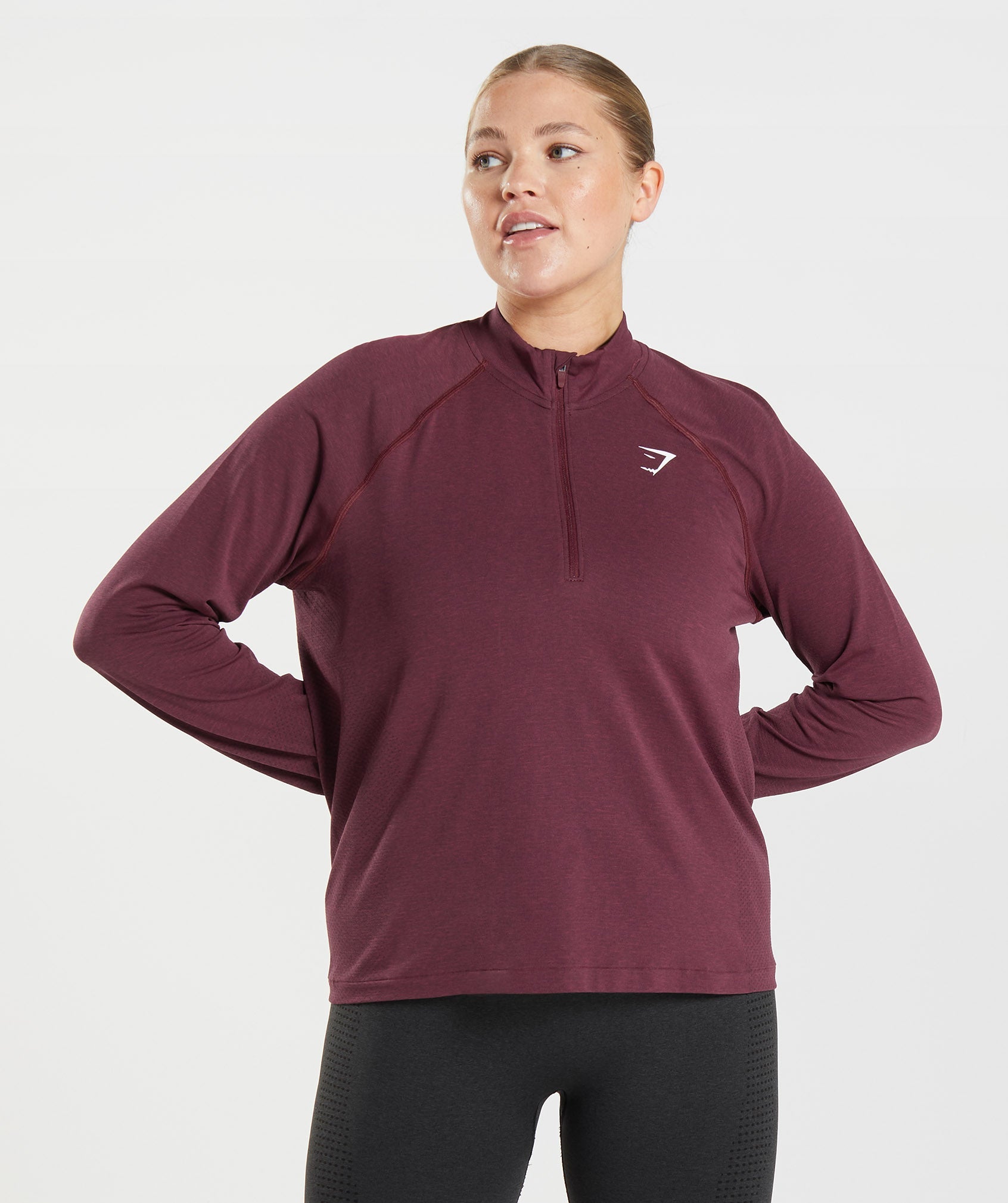 Gymshark Vital Seamless 2.0 1/2 Zip Pullover Sweatshirts Damen Bordeaux | 0514639-NW