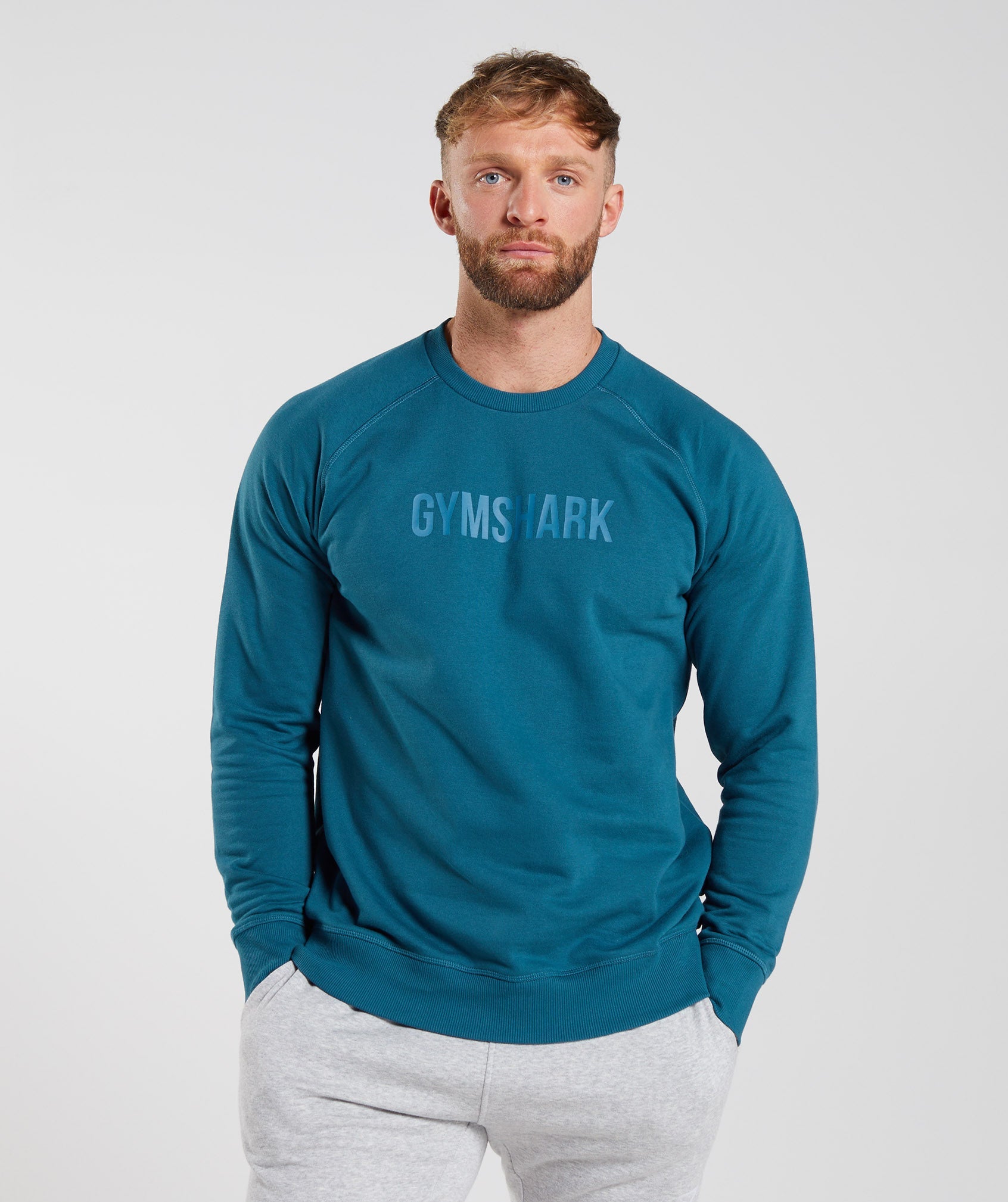 Gymshark Apollo Crew Sweatshirts Herren Blau | 1450869-IB
