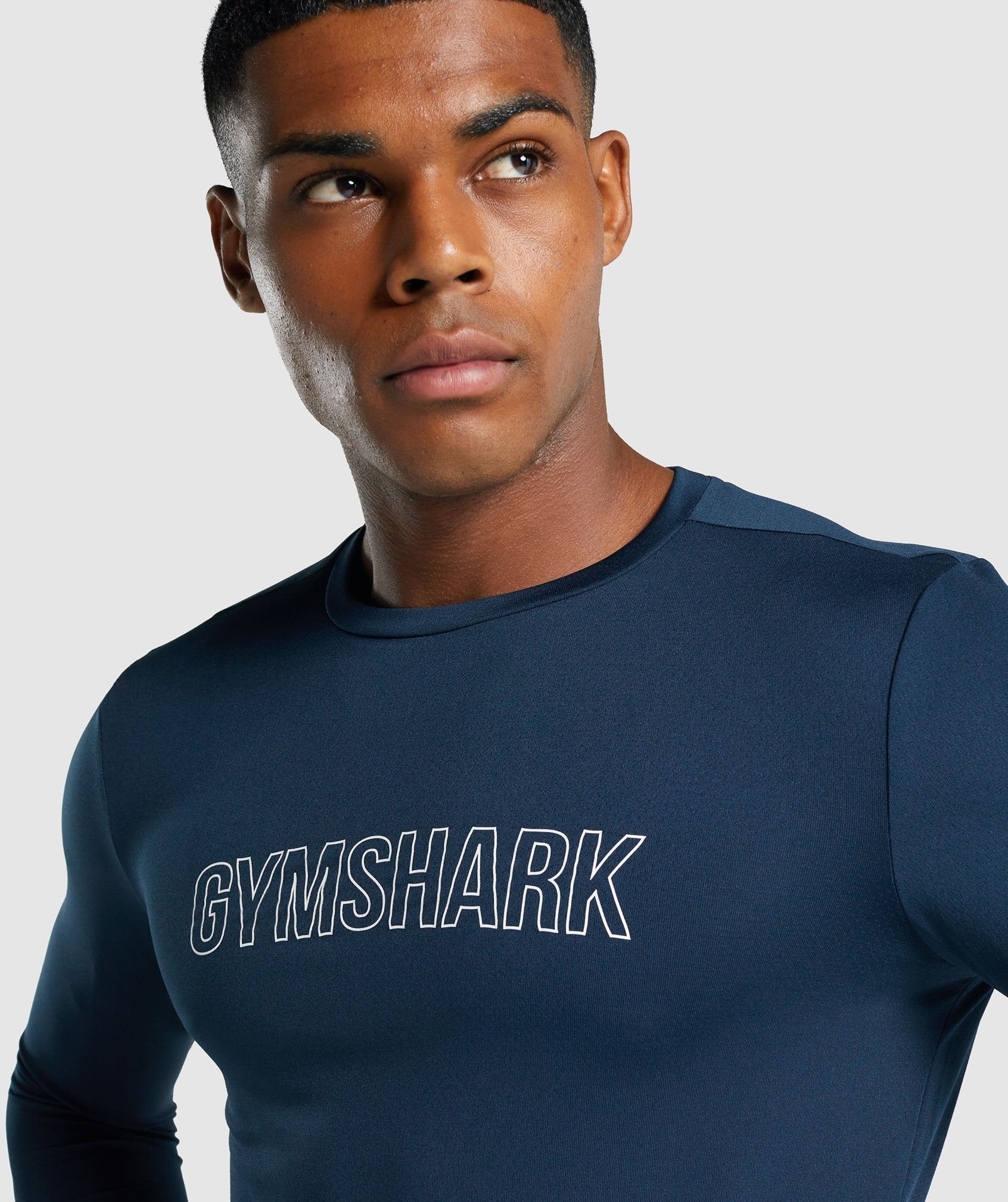Gymshark Arrival Long Sleeve Graphic T-shirts Herren Navy | 7024195-RU