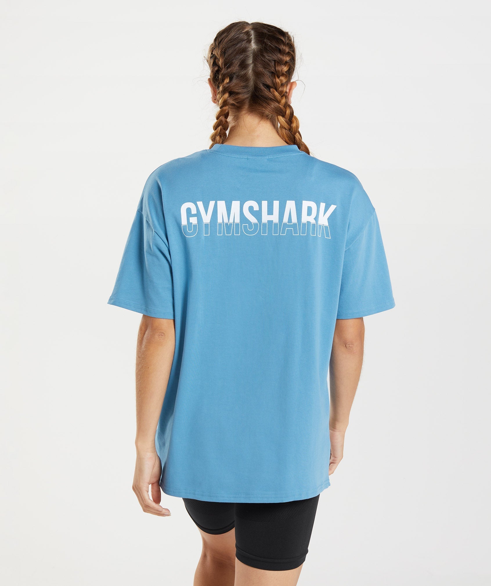 Gymshark Fraction Oversized T-shirts Damen Blau | 3412609-VX