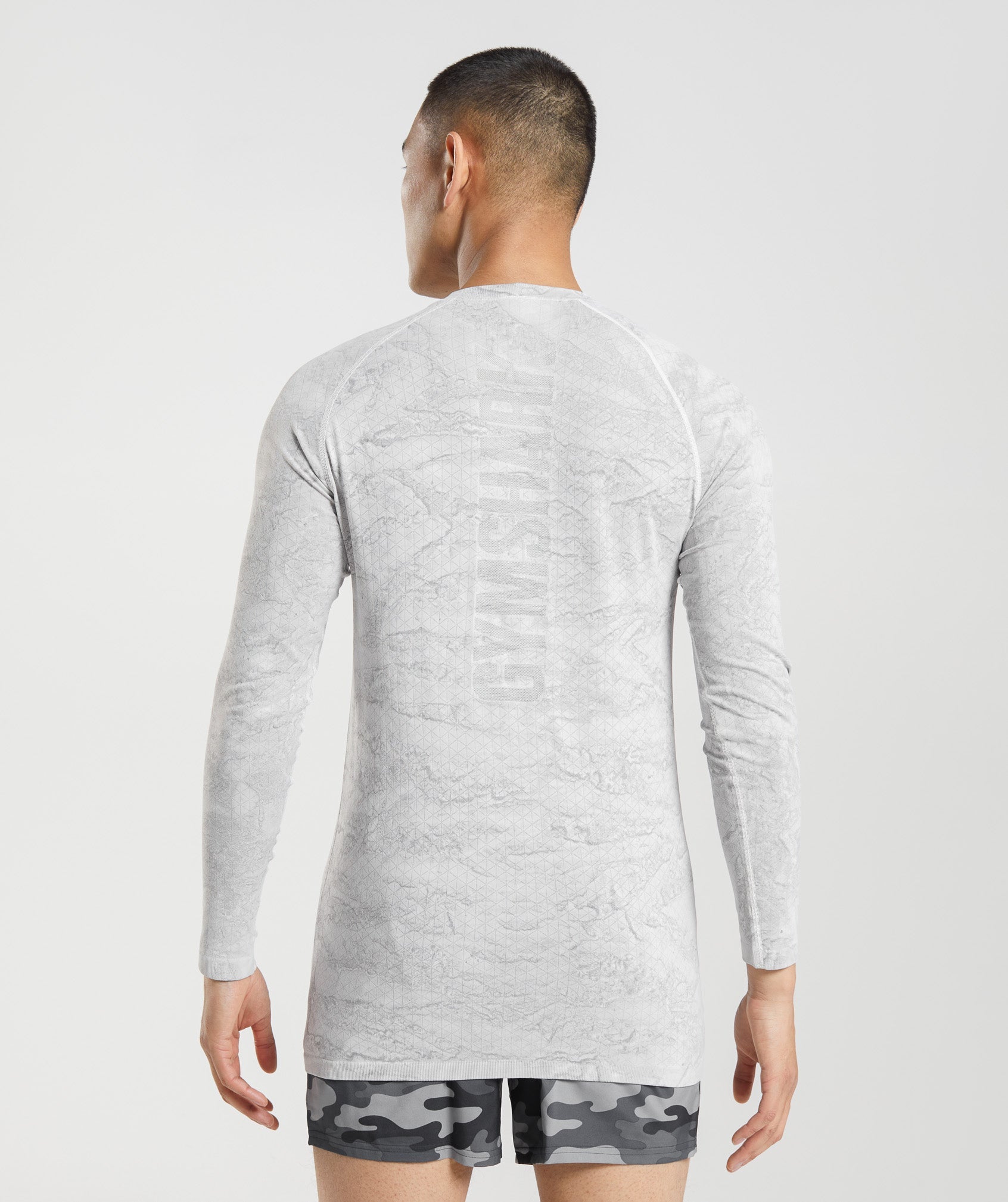 Gymshark Geo Seamless Long Sleeve T-shirts Herren Weiß Hellgrau | 1769280-UO