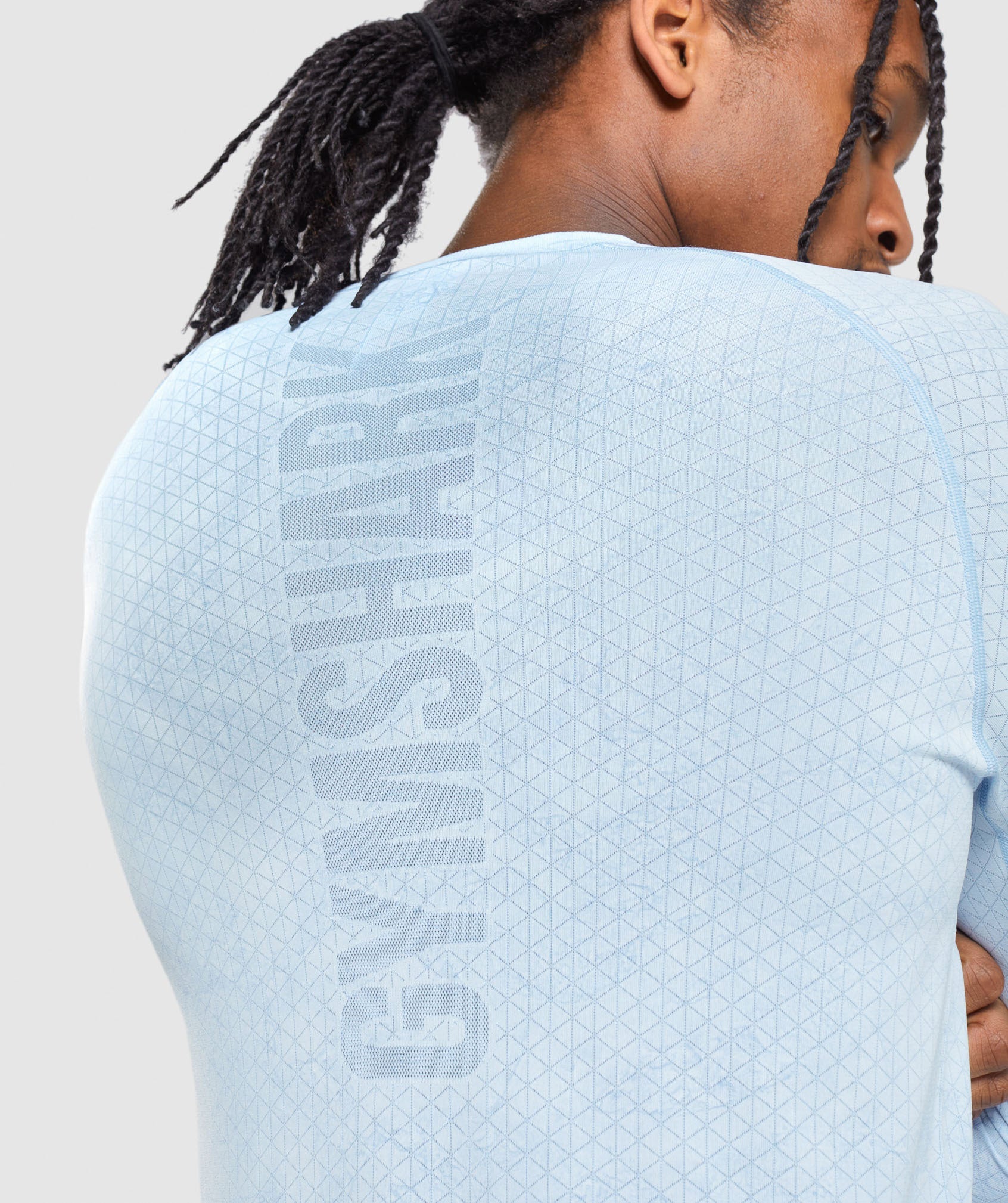 Gymshark Geo Seamless Long Sleeve T-shirts Herren Weiß Blau | 9805312-XY