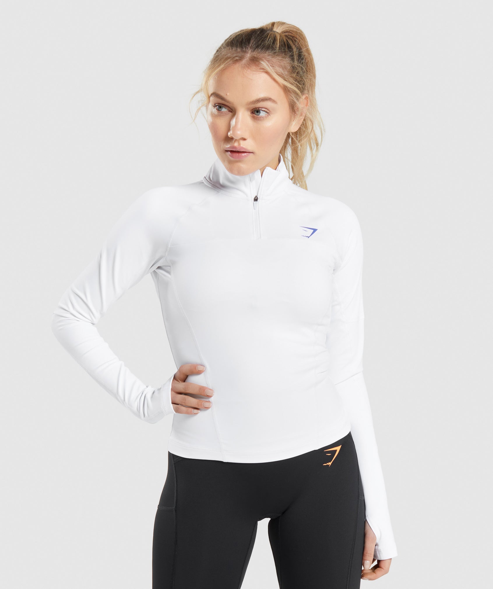 Gymshark Pulse 1/4 Zip Sweatshirts Damen Weiß | 6049285-SF