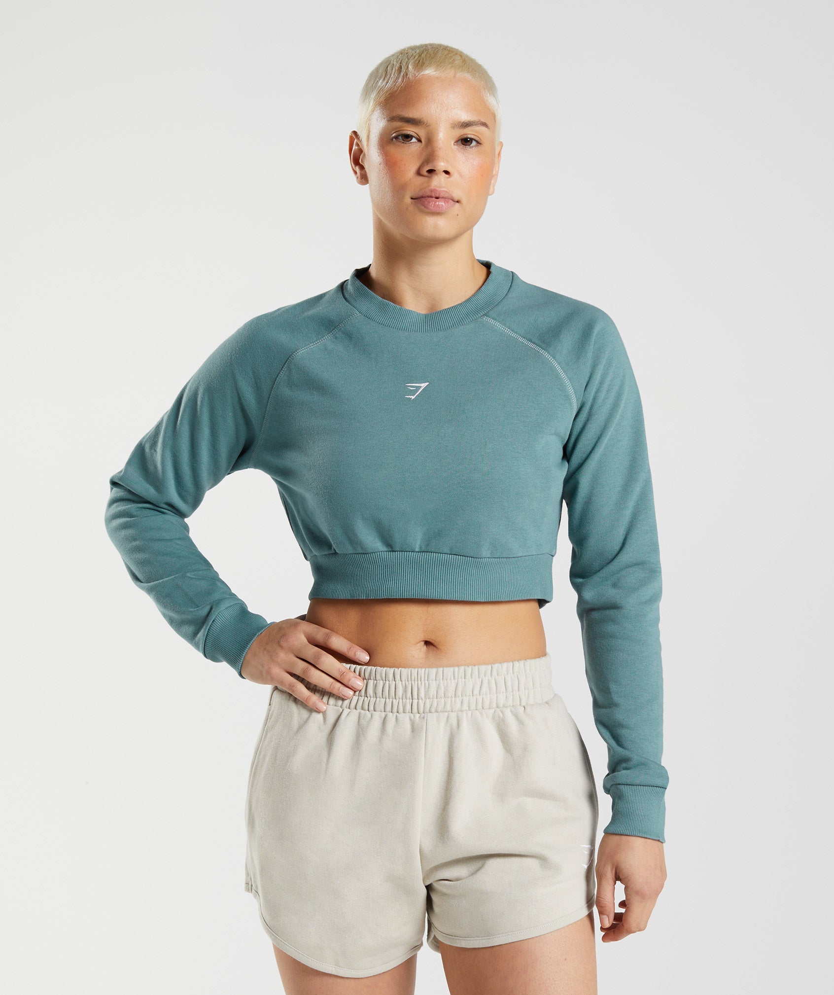 Gymshark Sport Cropped Pullover Damen Blau | 2560417-CU
